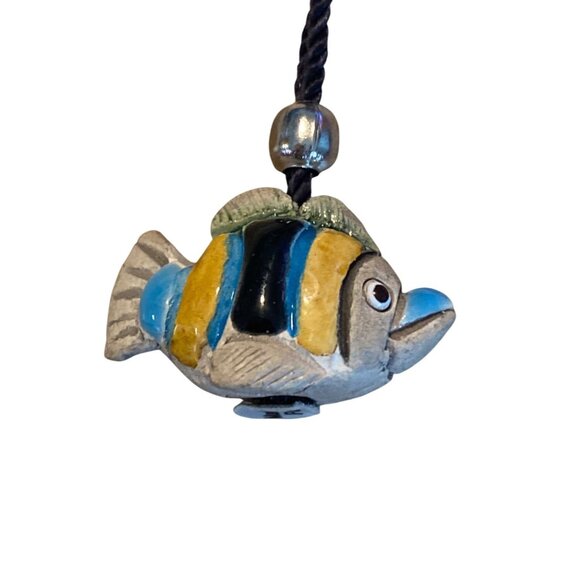Hand-Painted Ceramic Fish Pendant Necklace From Peru - Picture 1 of 11